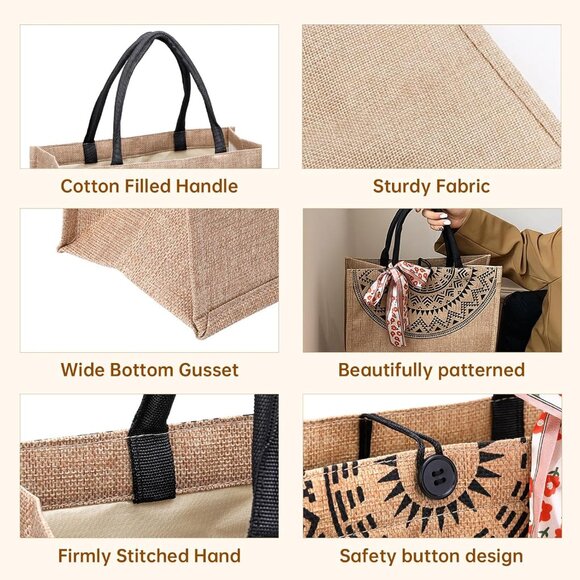 Women Yellow03 14''x12'' Large Tote Bag with Laminated Interior and Soft Handles - Picture 4 of 6